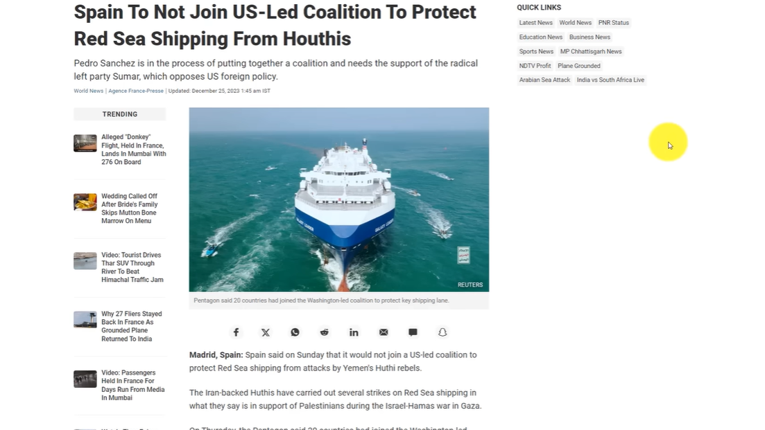 As you can see, a number of European nations—including Norway, Spain, and the Netherlands—have banded together in front of the United States of America to protest being drawn into the Indian Ocean